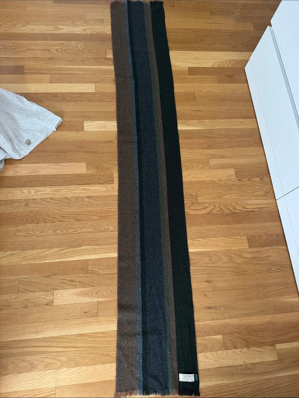 Men's Black and Brown Striped Wool-Blend Scarf
